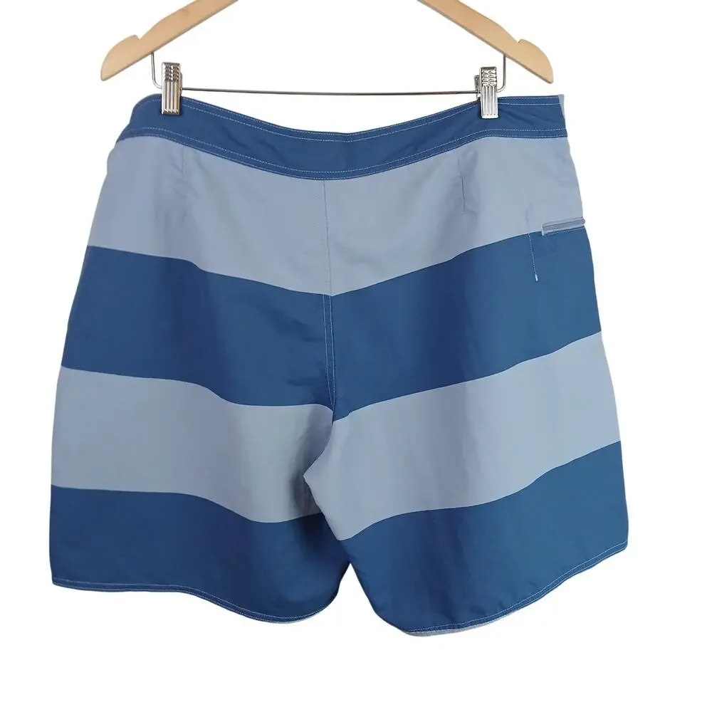 Patagonia Men's SZ 38 Minimalist Wavefarer Board Shorts Blue Striped 8